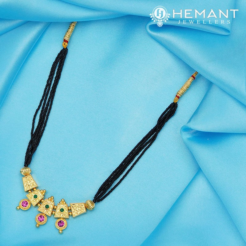 Traditional Maharashtrian Kolhapuri Mangalsutra Plain 3 Antique Peti