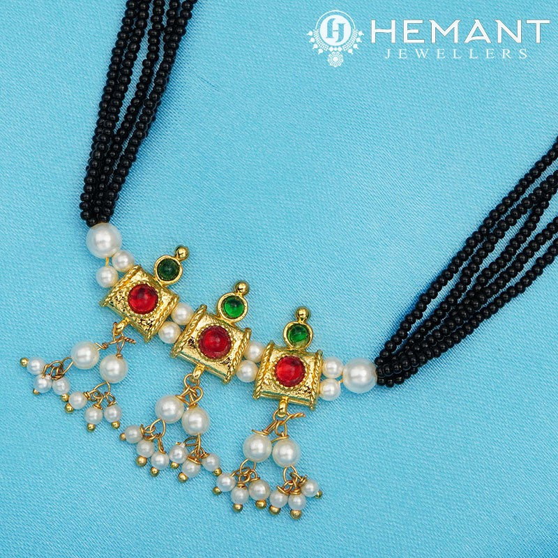 Traditional Maharashtrian Kolhapuri Mangalsutra Plain 3 Chowk