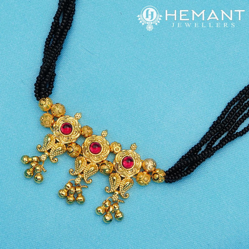 Traditional Maharashtrian Kolhapuri Mangalsutra Plain 3 Flower Koyali