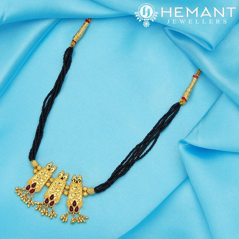 Traditional Maharashtrian Kolhapuri Mangalsutra Plain 3 Paan Peti