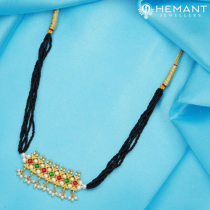 Traditional Maharashtrian Kolhapuri Mangalsutra Plain 7 X Stone Moti