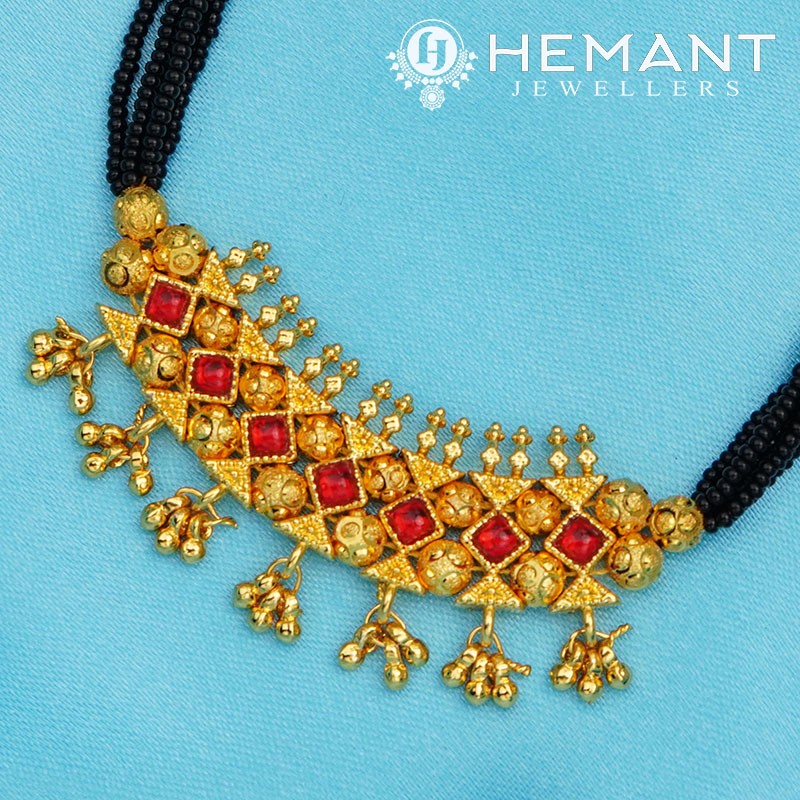 Traditional Maharashtrian Kolhapuri Mangalsutra Plain 7 X Stone