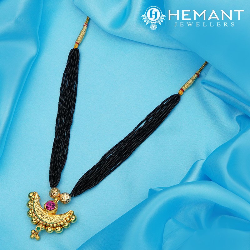 Traditional Maharashtrian Kolhapuri Mangalsutra Plain Chand 10 MM