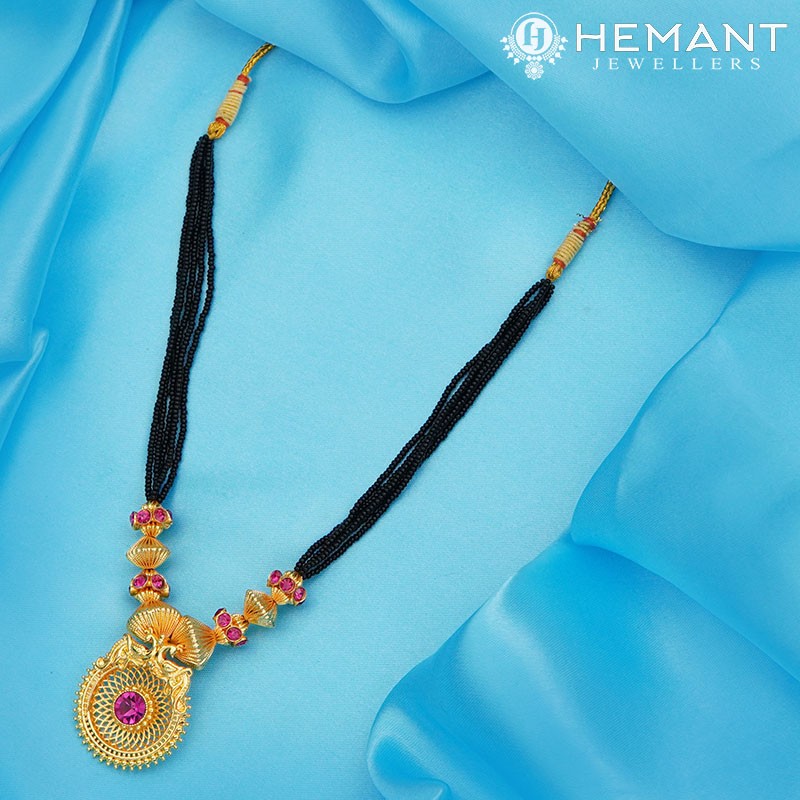 Traditional Maharashtrian Kolhapuri Mangalsutra Topra Chakri Peacock