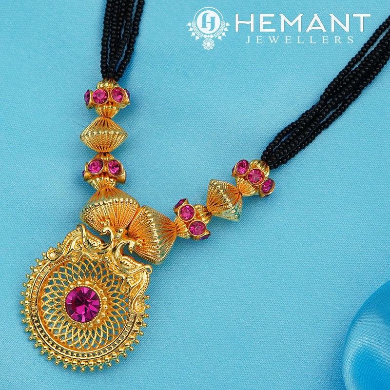 Traditional Maharashtrian Kolhapuri Mangalsutra Topra Chakri Peacock