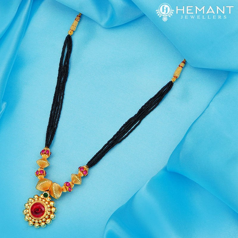 Traditional Maharashtrian Kolhapuri Mangalsutra Topra Chakri Saj 12 MM