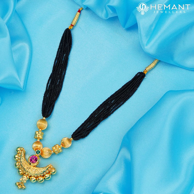 Traditional Maharashtrian Kolhapuri Mangalsutra Topra Mani Chand 10 MM