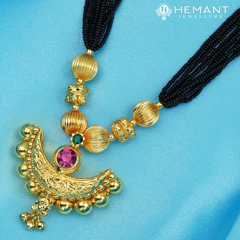 Traditional Maharashtrian Kolhapuri Mangalsutra Topra Mani Chand 10 MM