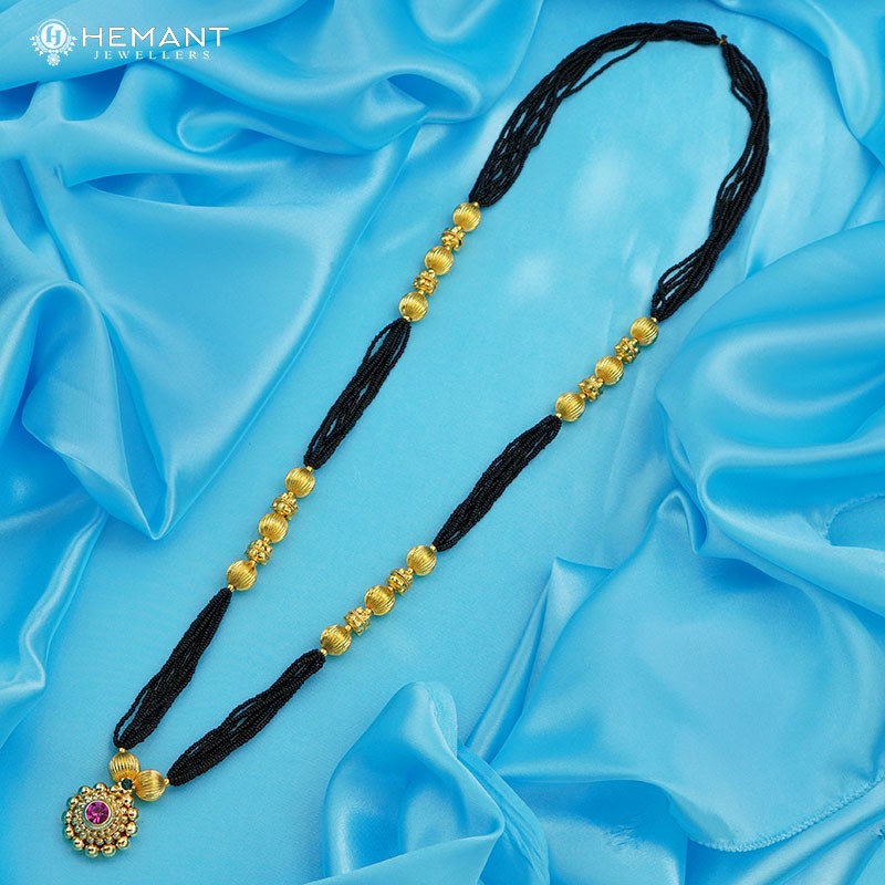 Traditional Maharashtrian Kolhapuri Mangalsutra Topra Mani Saj 0-2-5 Long