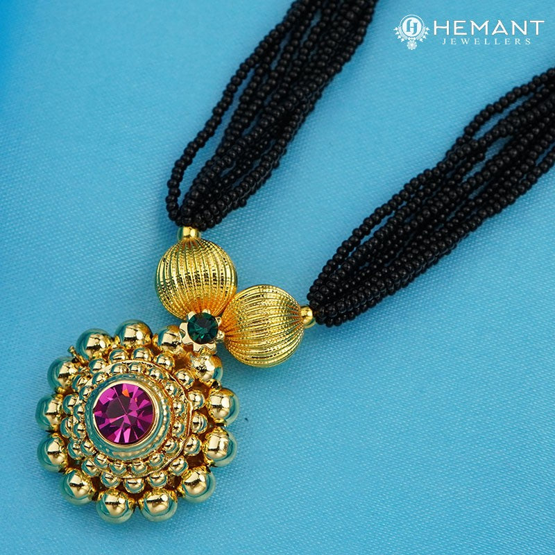 Traditional Maharashtrian Kolhapuri Mangalsutra Topra Mani Saj 0-2-5 Long