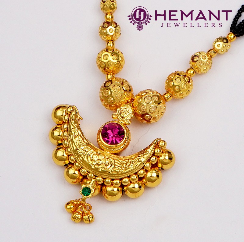 Traditional Maharashtrian Kolhapuri Mangalsutra Utar Dot Chand 10 MM