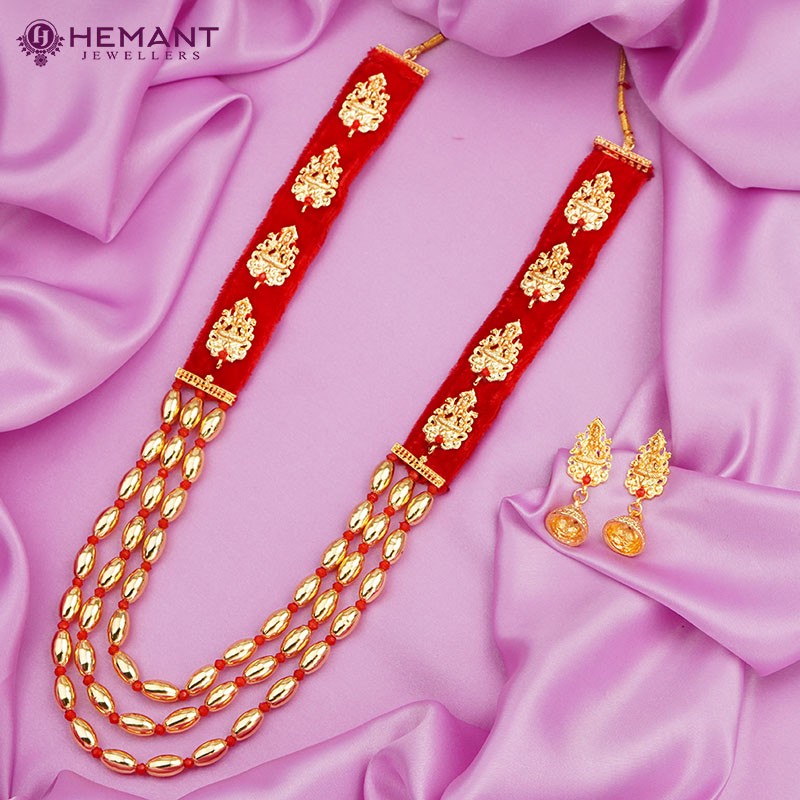 Traditional Maharashtrian Kolhapuri Micro Gold Plated Bor mala Laxmi (Bai Pan Bhari Deva)