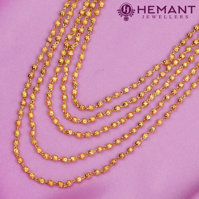 Traditional Maharashtrian Kolhapuri Micro Gold Plated Dot Mala 3 MM 5 Line