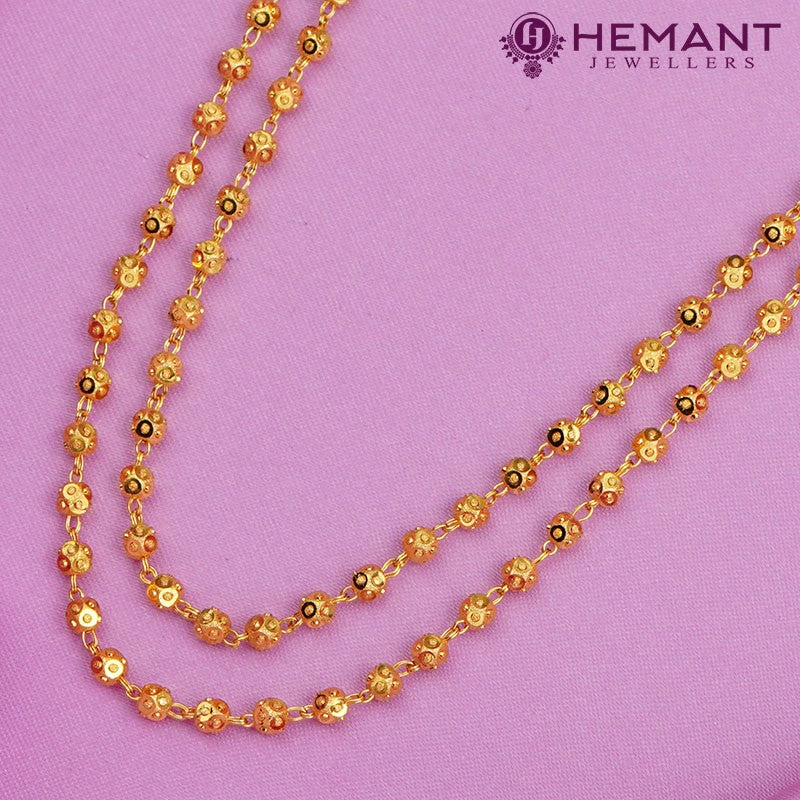 Traditional Maharashtrian Kolhapuri Micro Gold Plated Dot Mala 4 MM II