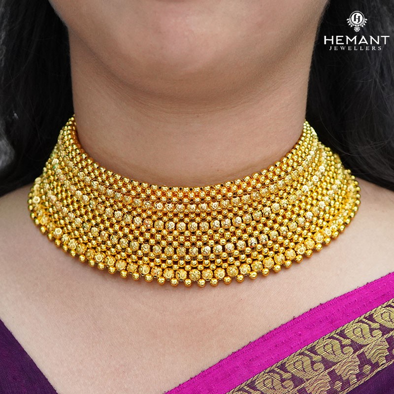 Traditional Maharashtrian Kolhapuri Micro Gold Plated Double Thushi Necklace