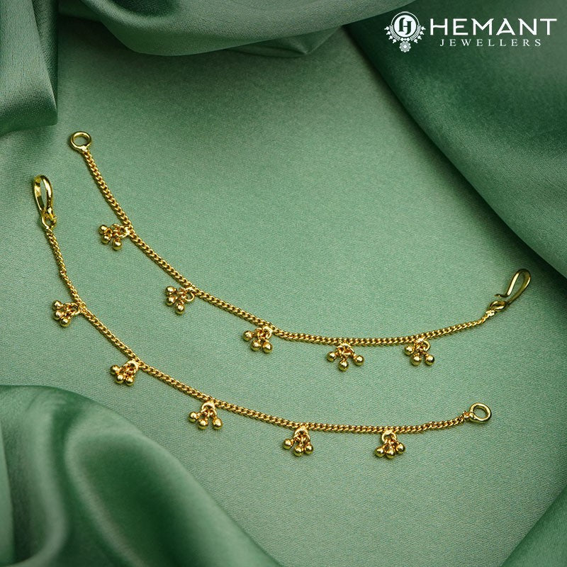 Traditional Maharashtrian Kolhapuri Micro Gold Plated Kan Chain Ghas