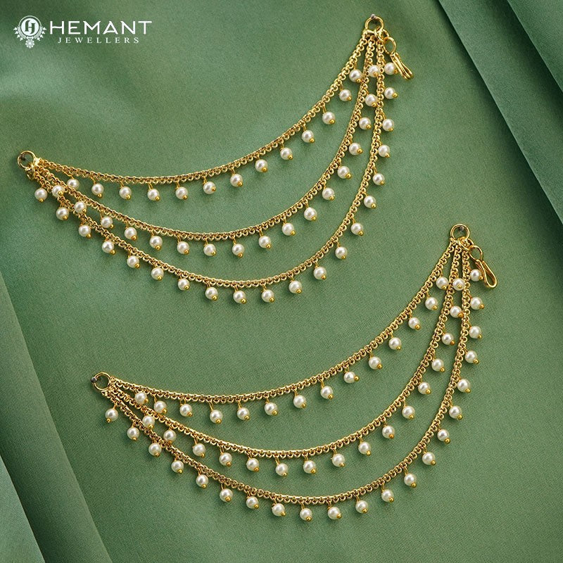 Traditional Maharashtrian Kolhapuri Micro Gold Plated Kan Chain Moti III