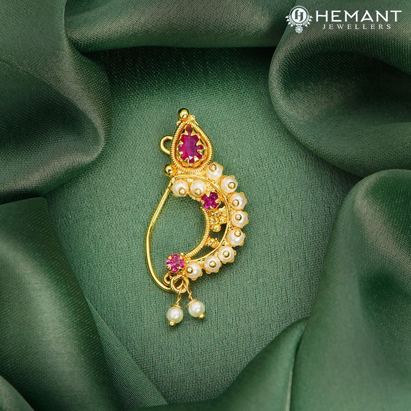 Traditional Maharashtrian Kolhapuri Micro Gold Plated Nath S (Nose Pin)