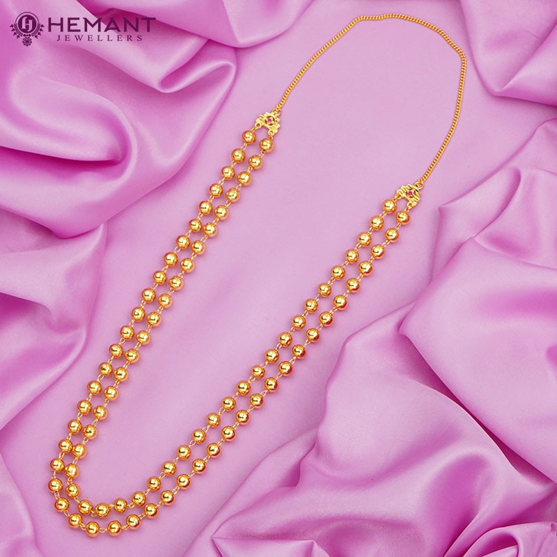 Traditional Maharashtrian Kolhapuri Micro Gold Plated Plain Mala 8 MM II