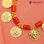 Traditional Maharashtrian Kolhapuri Micro Gold Plated 9 Coin Putali Har (with earrings)