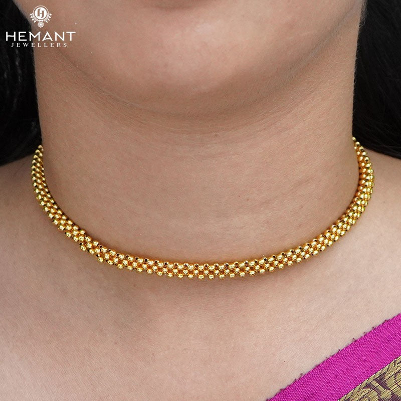 Traditional Maharashtrian Kolhapuri Micro Gold Plated Thushi 0 No. Plain