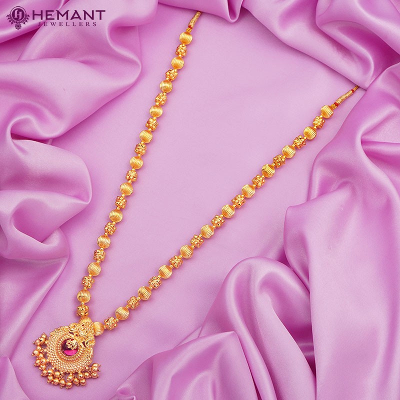 Traditional Maharashtrian Kolhapuri Micro Gold Plated Topra Mala Saj Laxmi Long