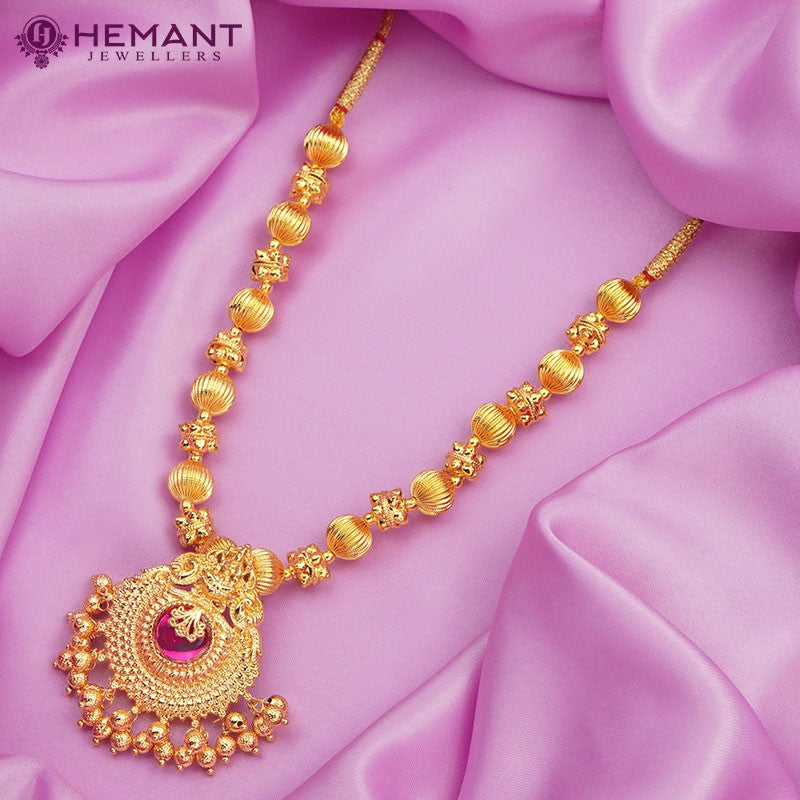 Traditional Maharashtrian Kolhapuri Micro Gold Plated Topra Mala Saj Laxmi