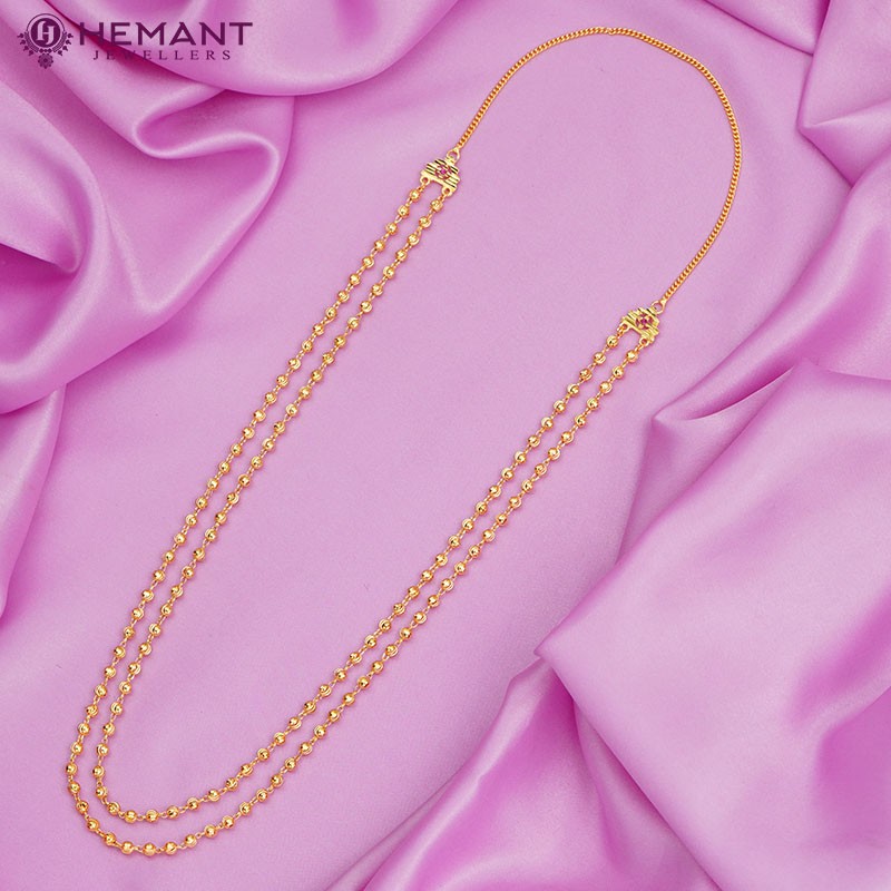 Traditional Maharashtrian Kolhapuri Micro Gold Plated Vertical Mala 4 MM II