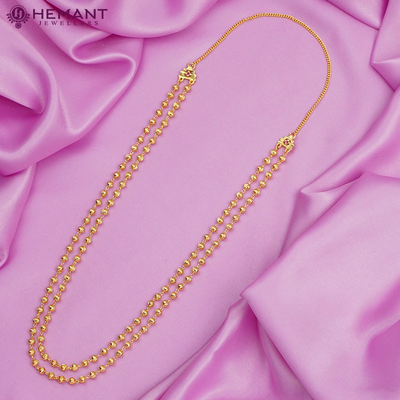 Traditional Maharashtrian Kolhapuri Micro Gold Plated Vertical Mala 5 MM II