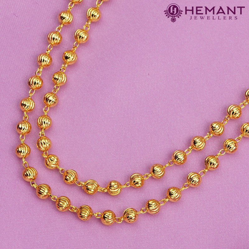 Traditional Maharashtrian Kolhapuri Micro Gold Plated Vertical Mala 5 MM II