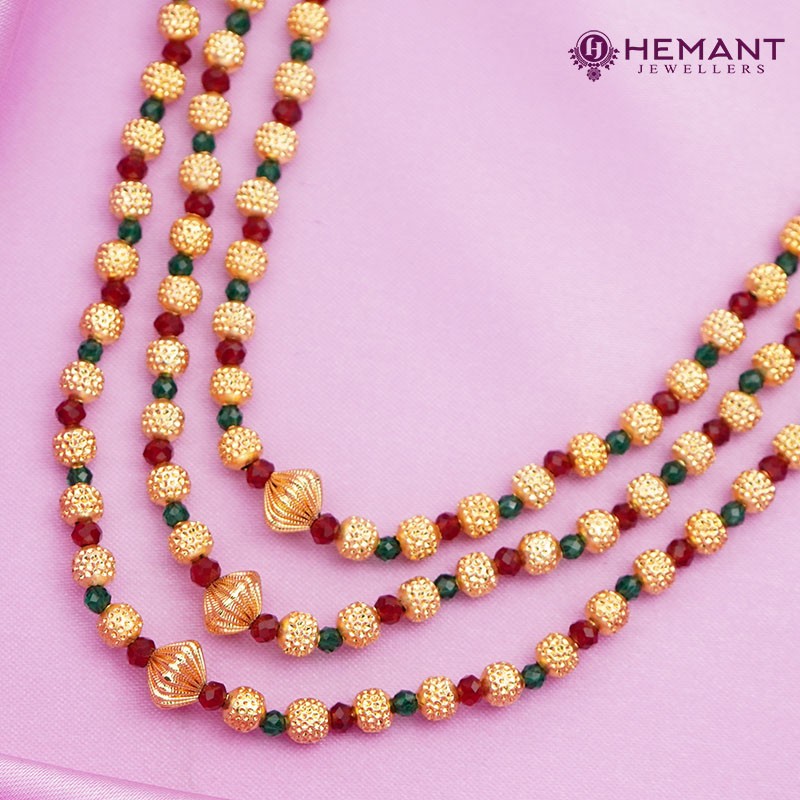 Traditional Maharashtrian Kolhapuri Spot Mala Multi Color 3 Line