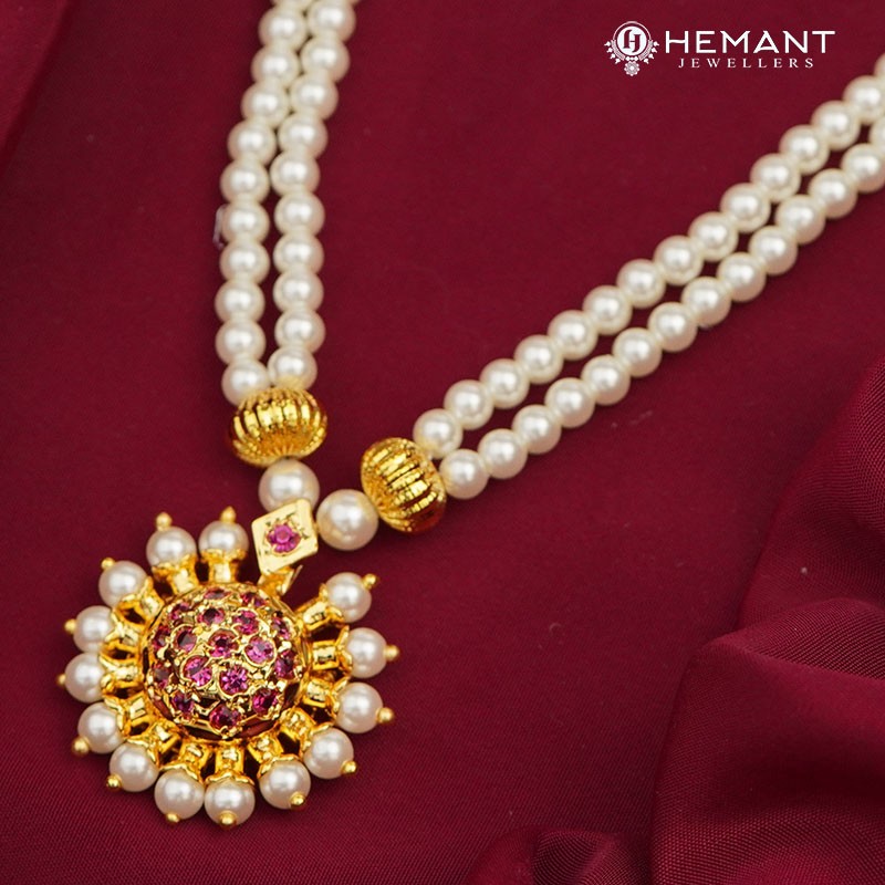 Traditional Maharashtrian Moti Mala Line RC Full – Hemant Jewellers