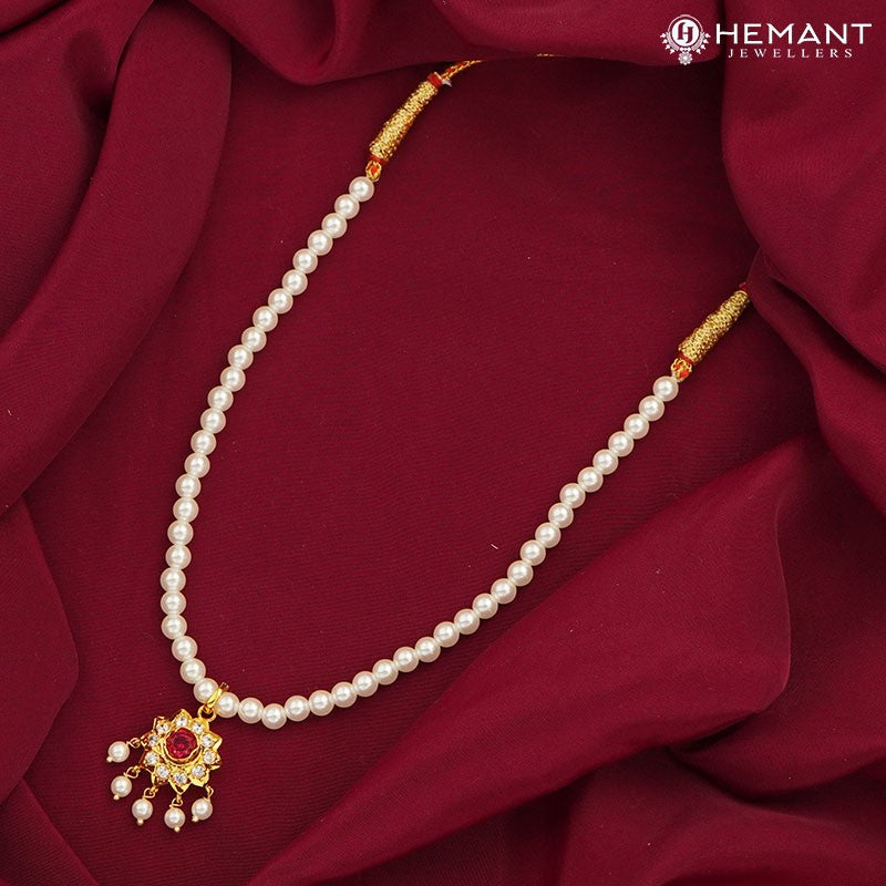 Traditional Maharashtrian Moti Mala Plain Karwari Small Round