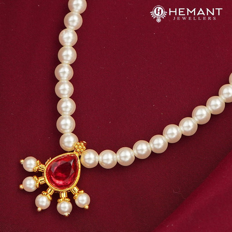 Traditional Maharashtrian Moti Mala Plain Pan RC Half