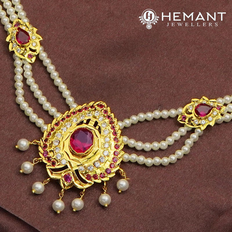 Traditional Maharashtrian Moti Moti Har Short Center Pc. Big Oval Badam - Chinchpeti Necklace