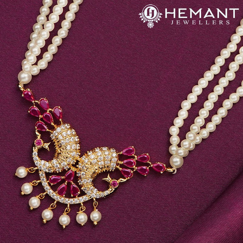 Traditional Maharashtrian Tanmani Moti Necklace 3 Line J10